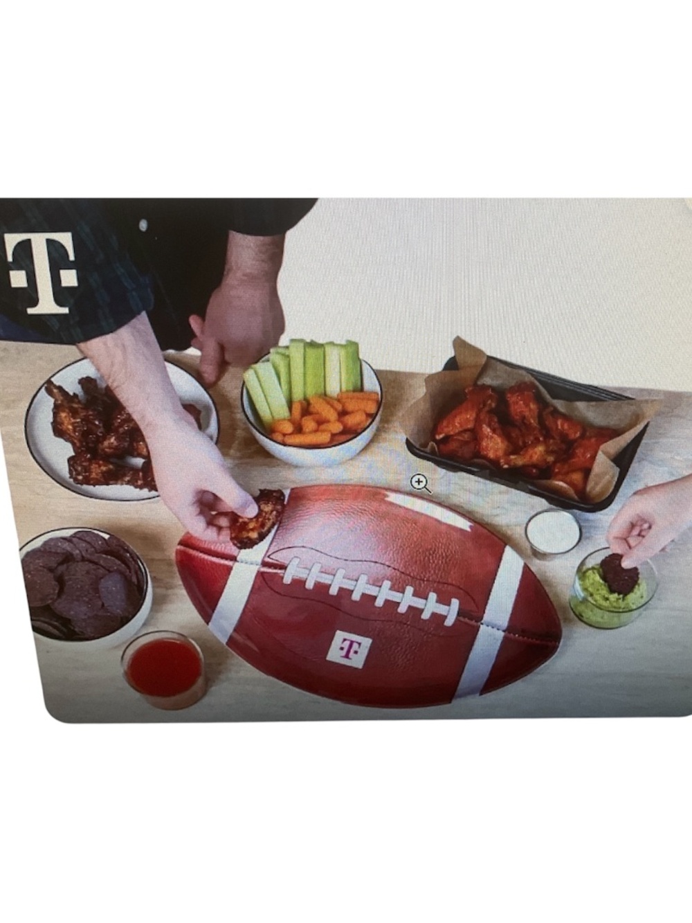 T-Mobile 4 Pc Game Day Set Football Tray Tumblers Serving Tongs - Picture 2 of 8